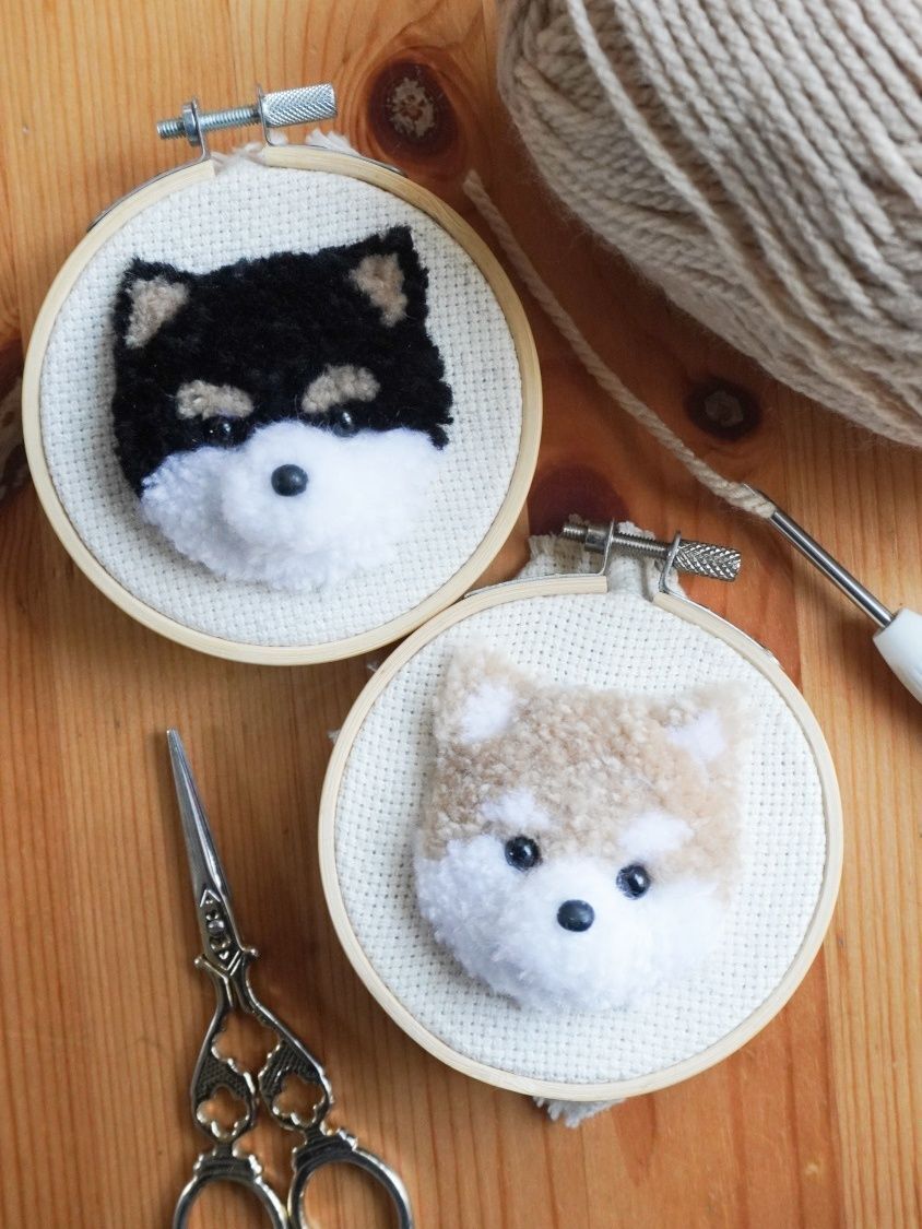 【動画】パンチニードルで作る柴犬の作り方