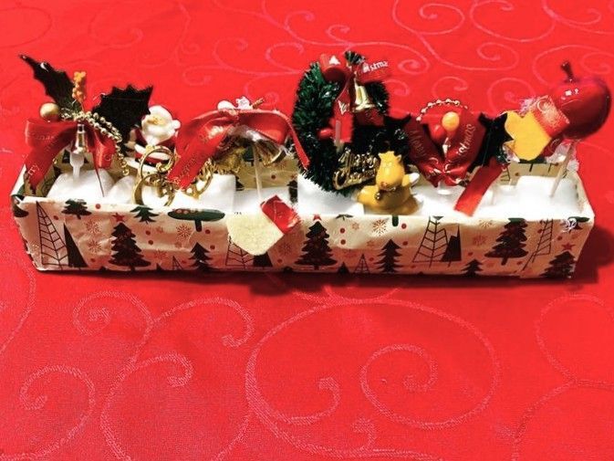 思い出深い材料でクリスマス飾り