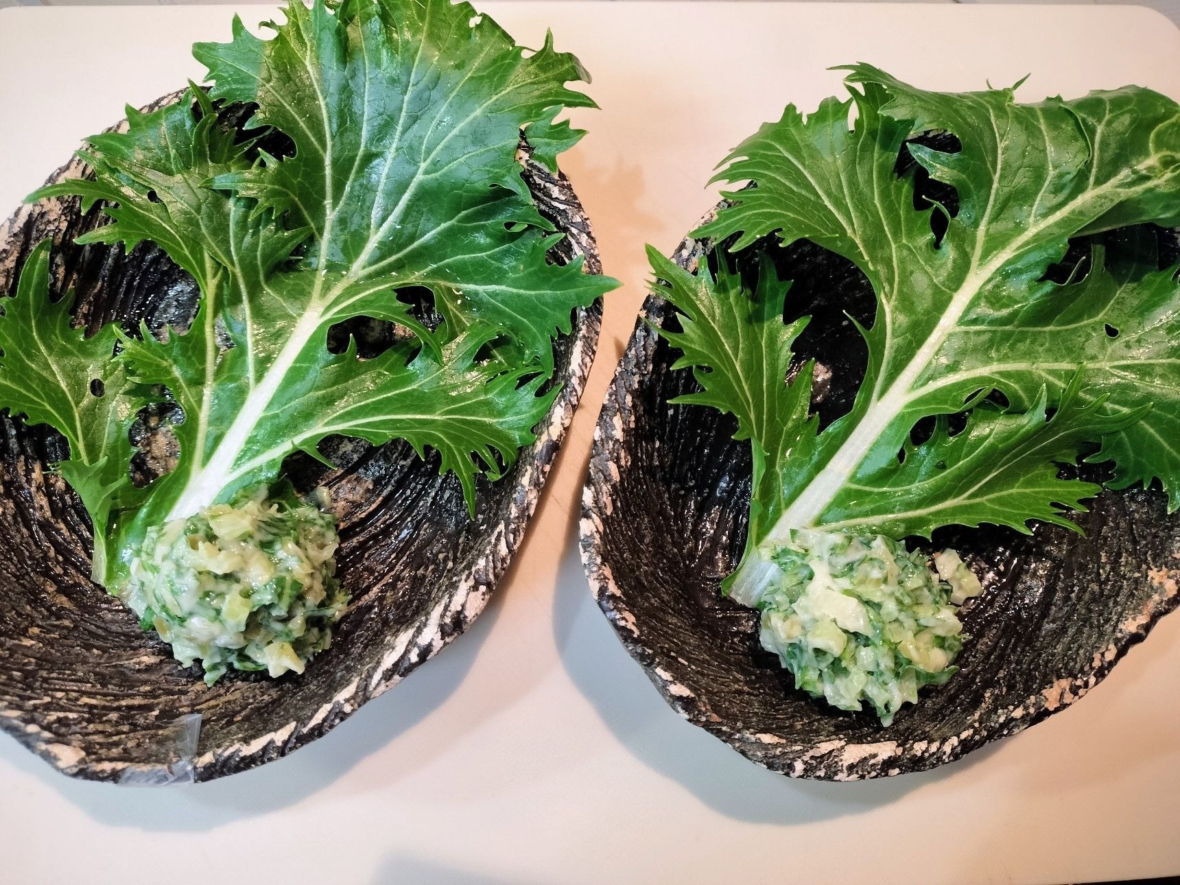 3、京菜入りわさび漬けを盛り付ける