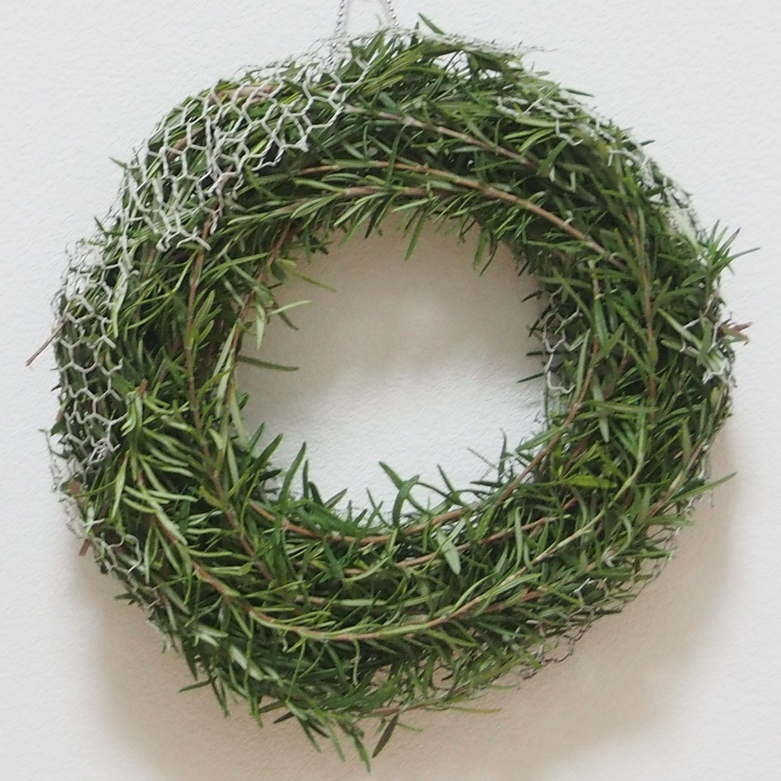 円形の型に、ローズマリーを入れていきます