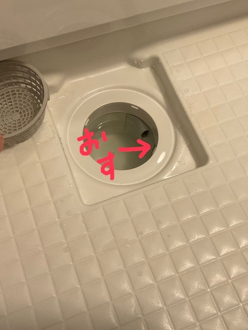 排水口の中の整流ブロックを外します。