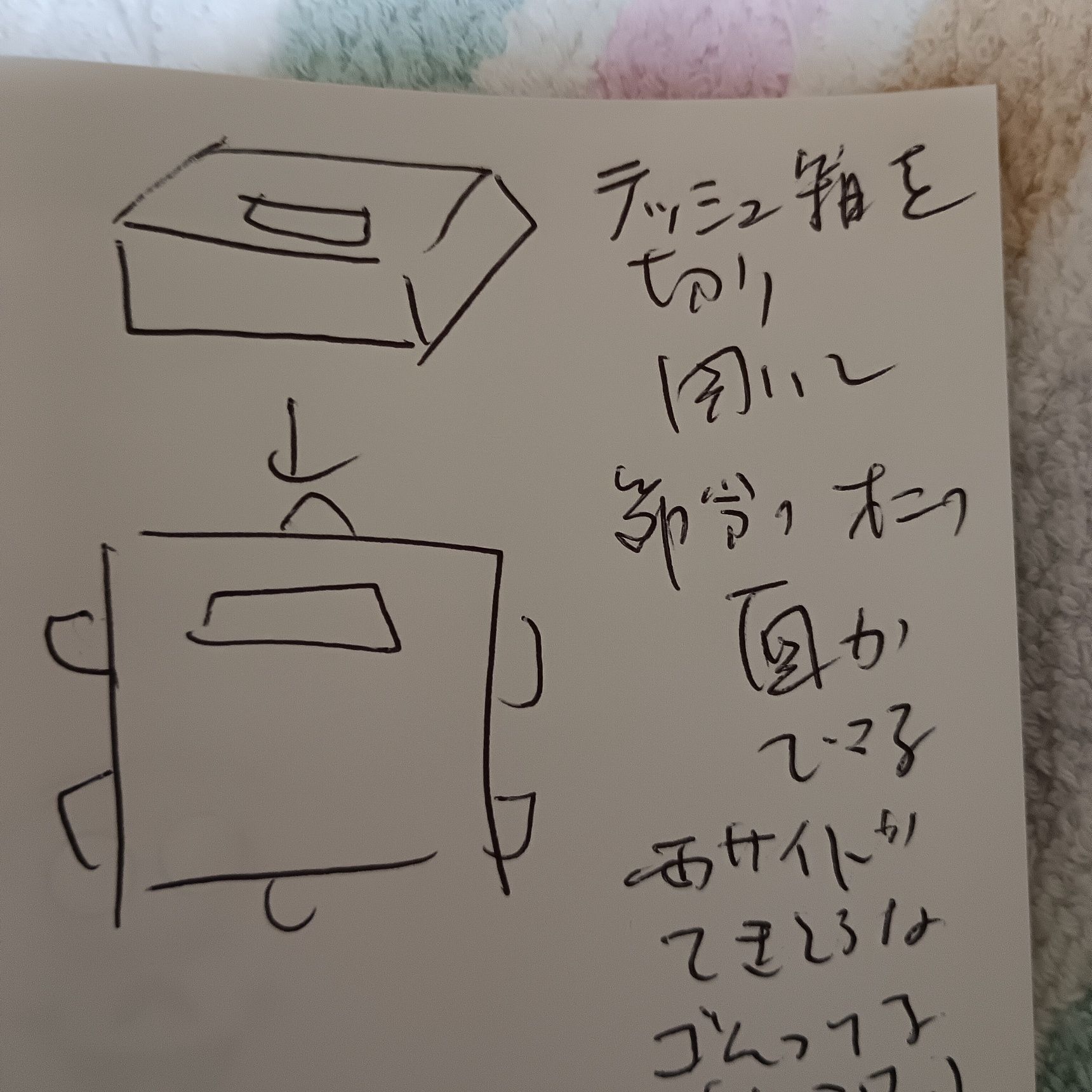 ティッシュの空き箱で鬼の面や天ぷらを揚げる時のお面として