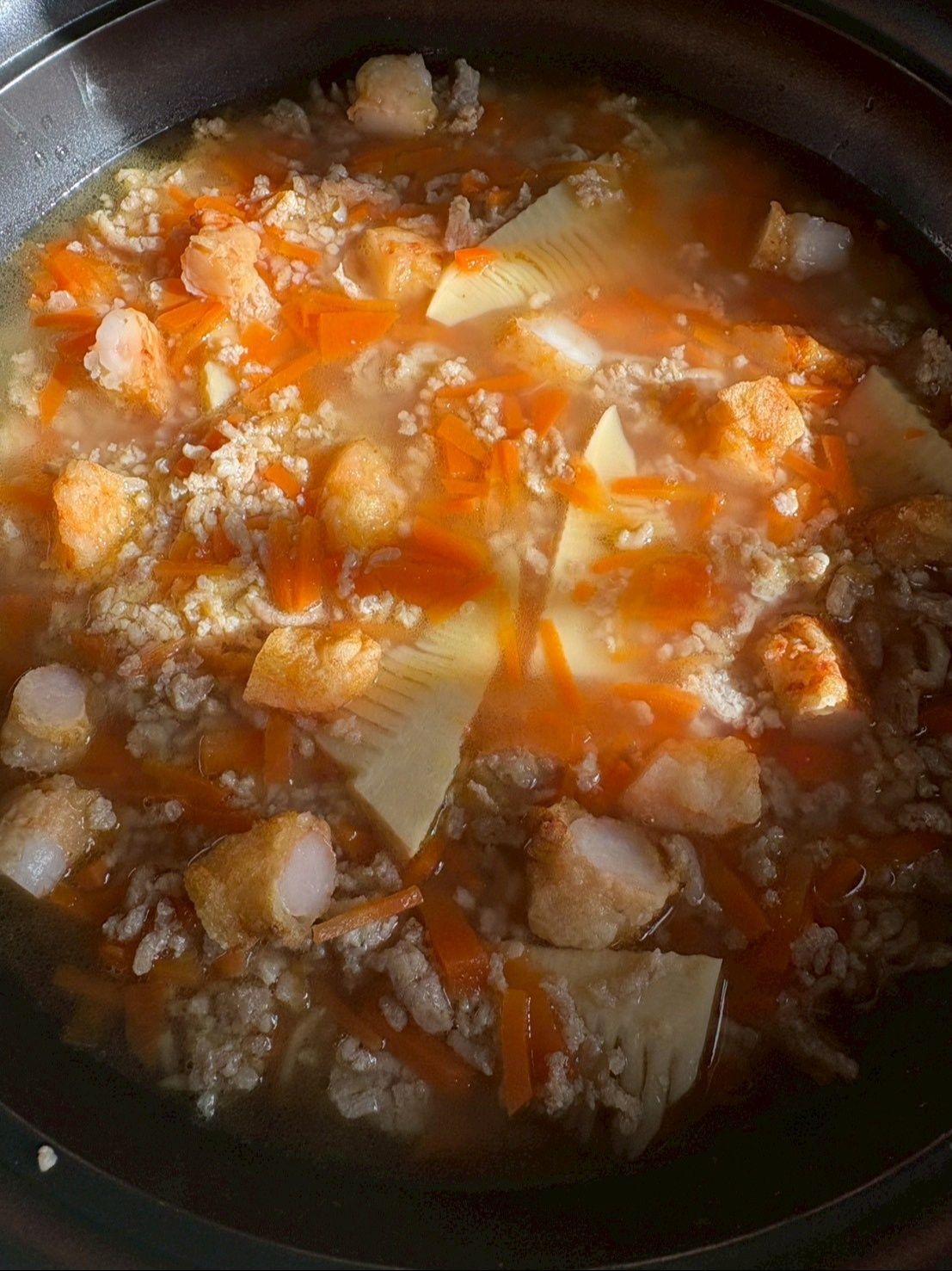 天ぷらを作った残りの海老を刻んで加えました