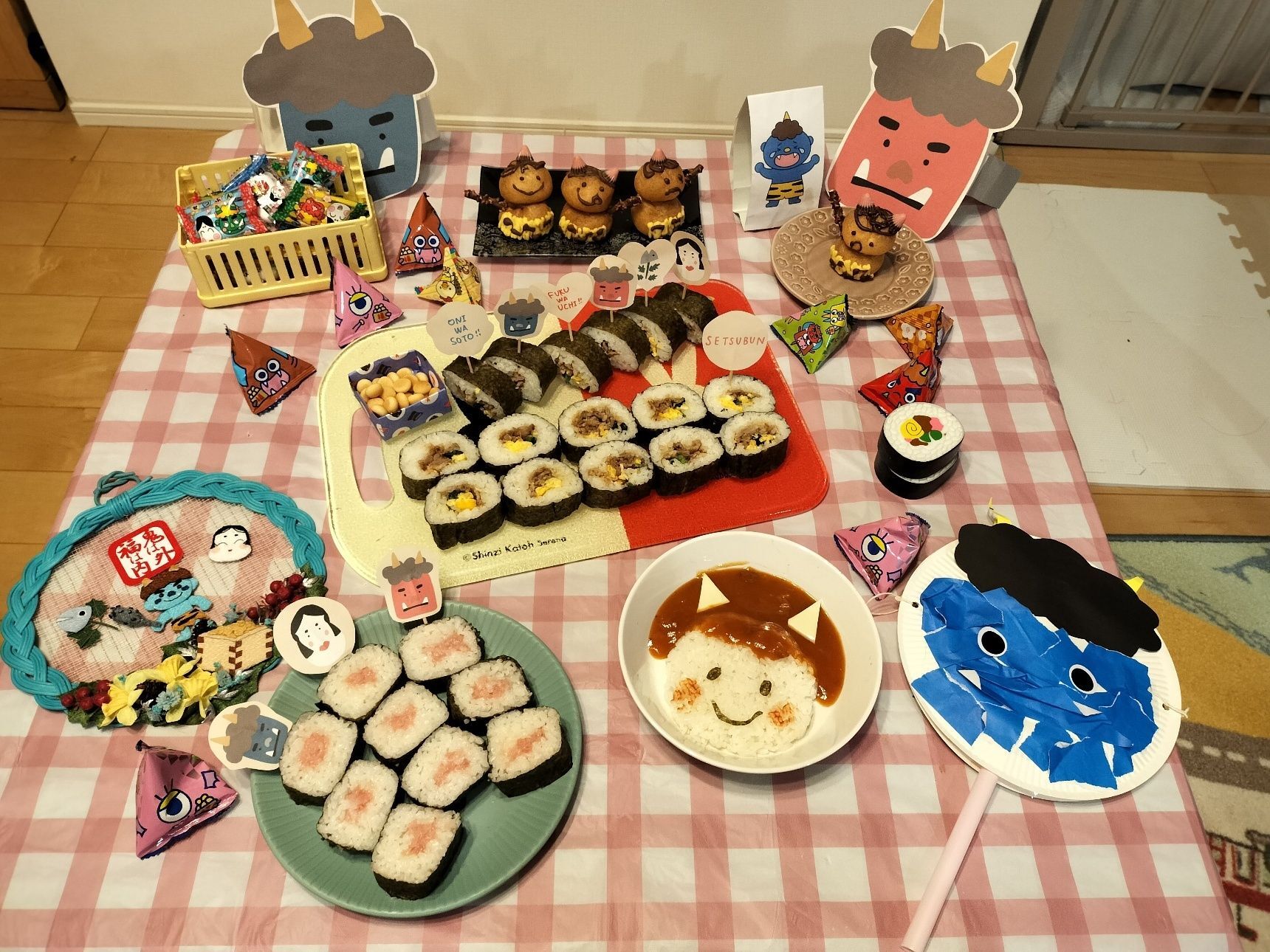 いざ節分パーティ！並べるととっても可愛いです(^^)