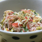 春キャベツとカニカマの大根サラダ！大根のつまのシャキシャキな食感も春〜