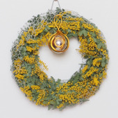 2026 ミモザのリースです～ いつもの金網型があるので、あっという間に！！
