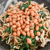 やみつき！「まいたけとニラの納豆パスタ」