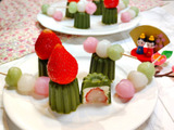 【ひなまつり】ぼんぼりケーキとミニ３色だんごでお祝い(^^)