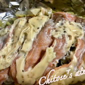 お刺身が余ったら【サーモンのホイル蒸し焼き】