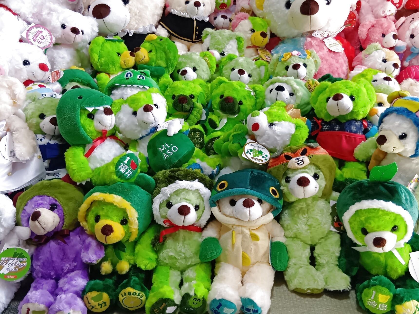 緑色のご当地ベア達のニッコリ大集合～！