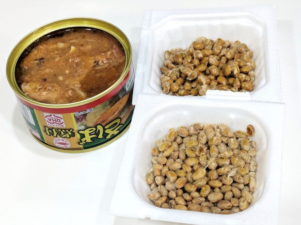 ①納豆ご飯にさば缶