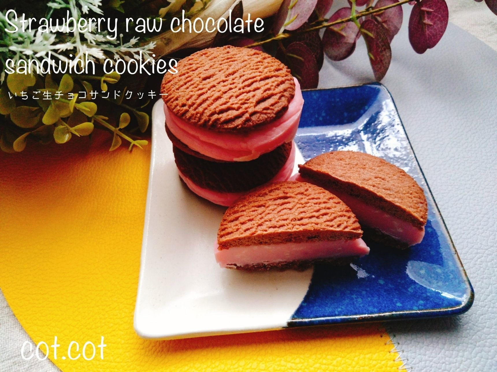 サクサク×しっとり×なめらか3拍子！いちご生チョコサンドクッキー