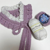 100均毛糸でフリフリ襟編んでみました