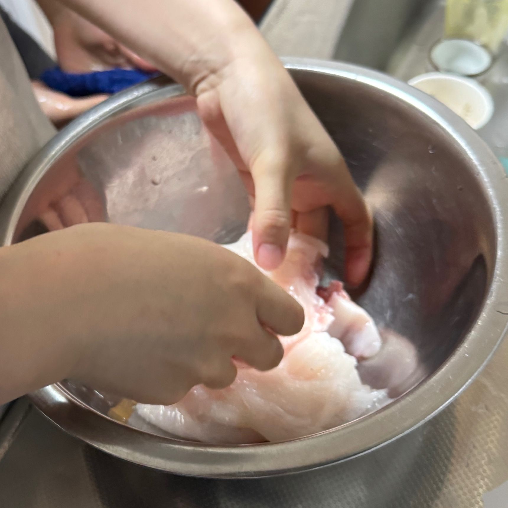 マンボウを手で裂きます