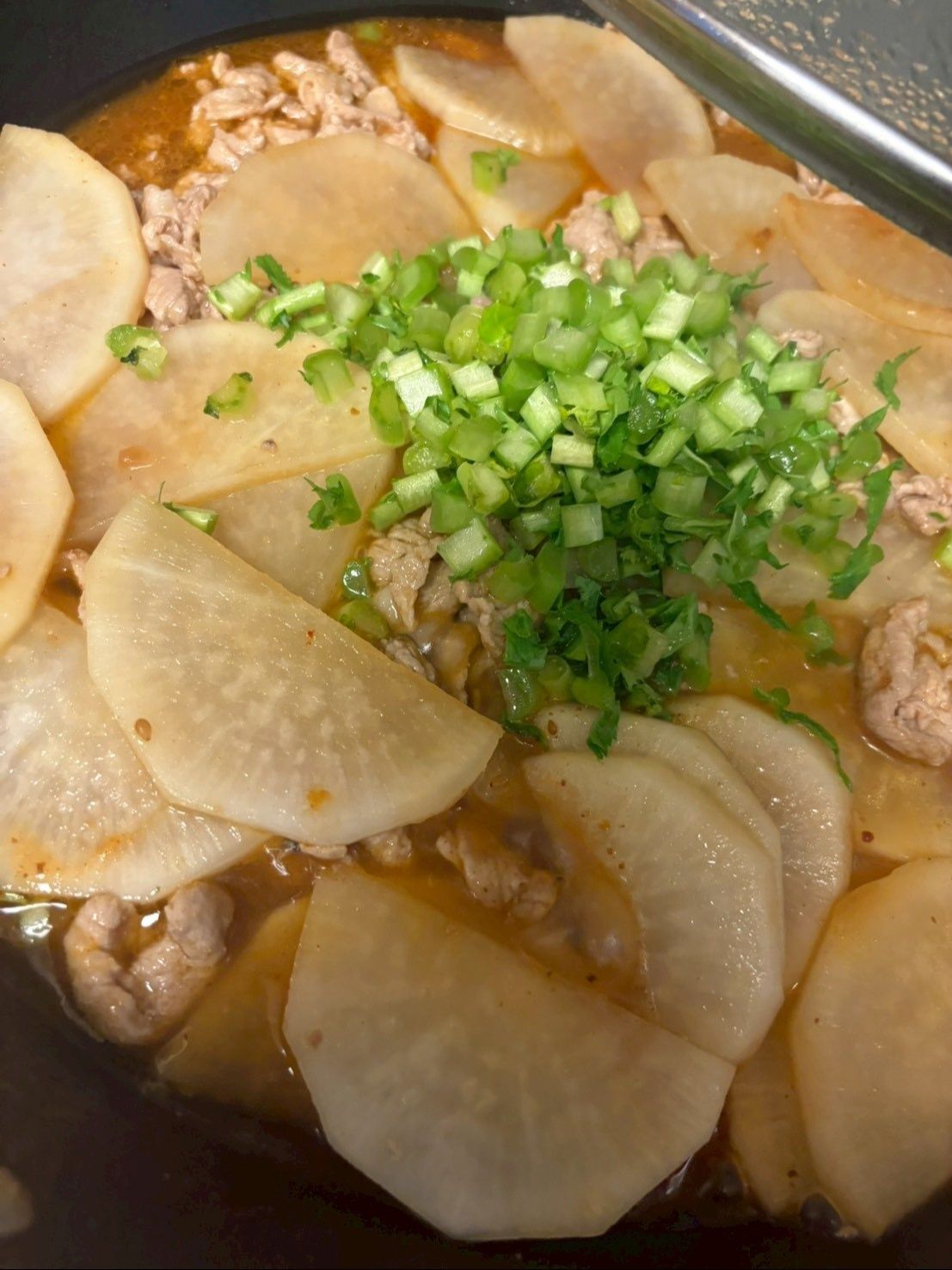 青みは大根の茎を刻んで一緒に煮ました。