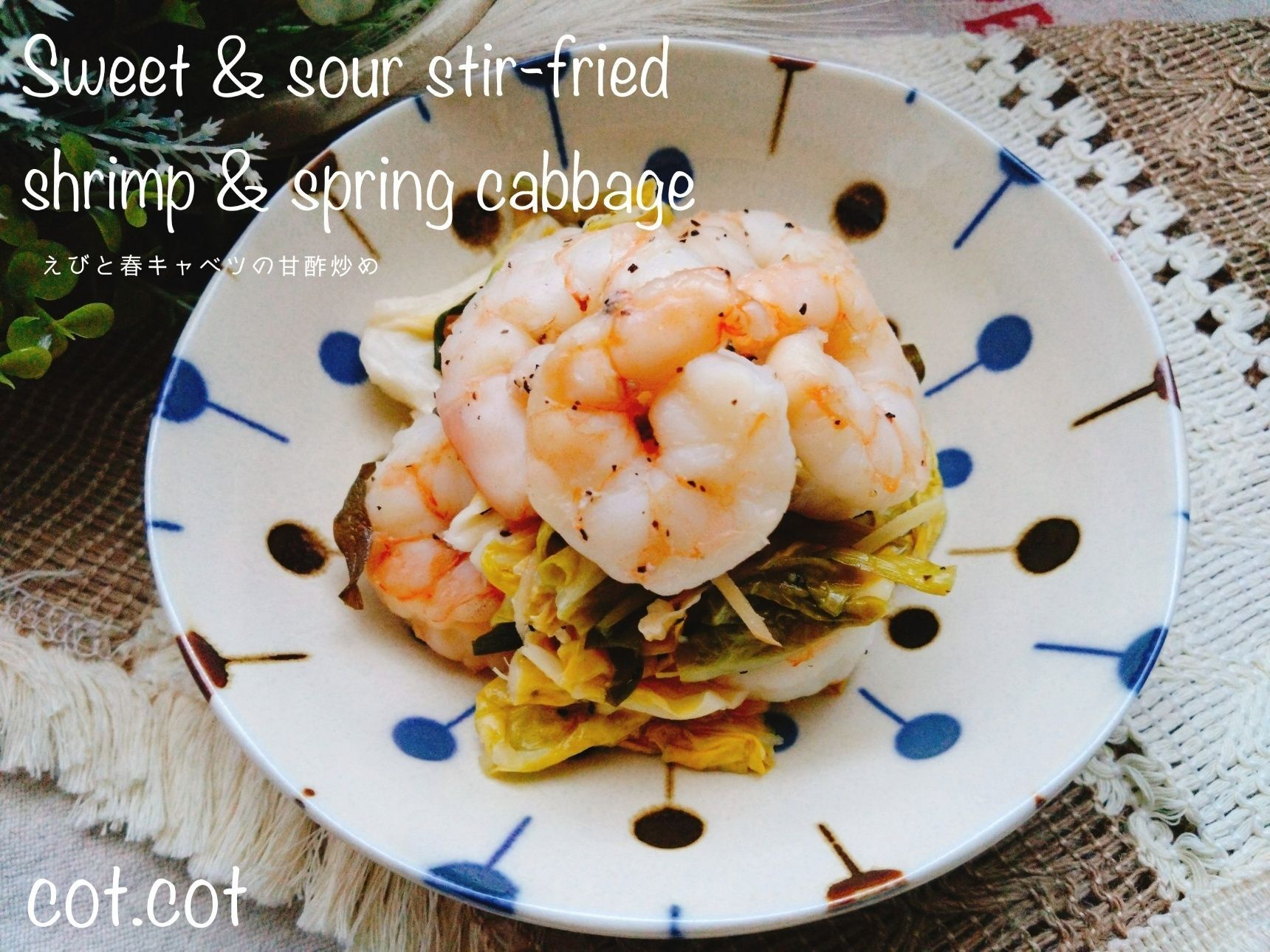 生姜と甘酢の香りで春を食す！えびと春キャベツの甘酢炒め