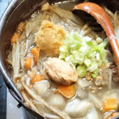 煮干し鮭だし酒粕味噌汁！後入れ、柔らかとろける高野豆腐！