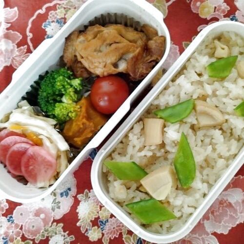 たけのこ弁当のできあがり