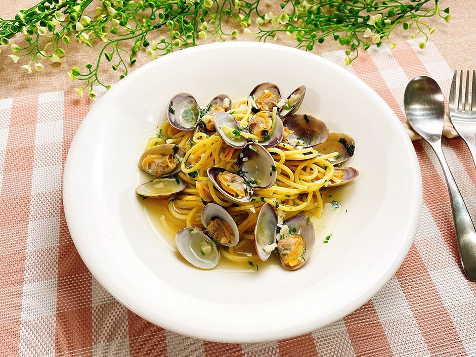 【あさりと大葉のスープスパゲッティ】便利な野菜だし使用！