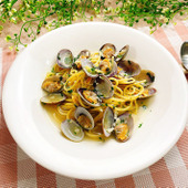 【あさりと大葉のスープスパゲッティ】便利な野菜だし使用！