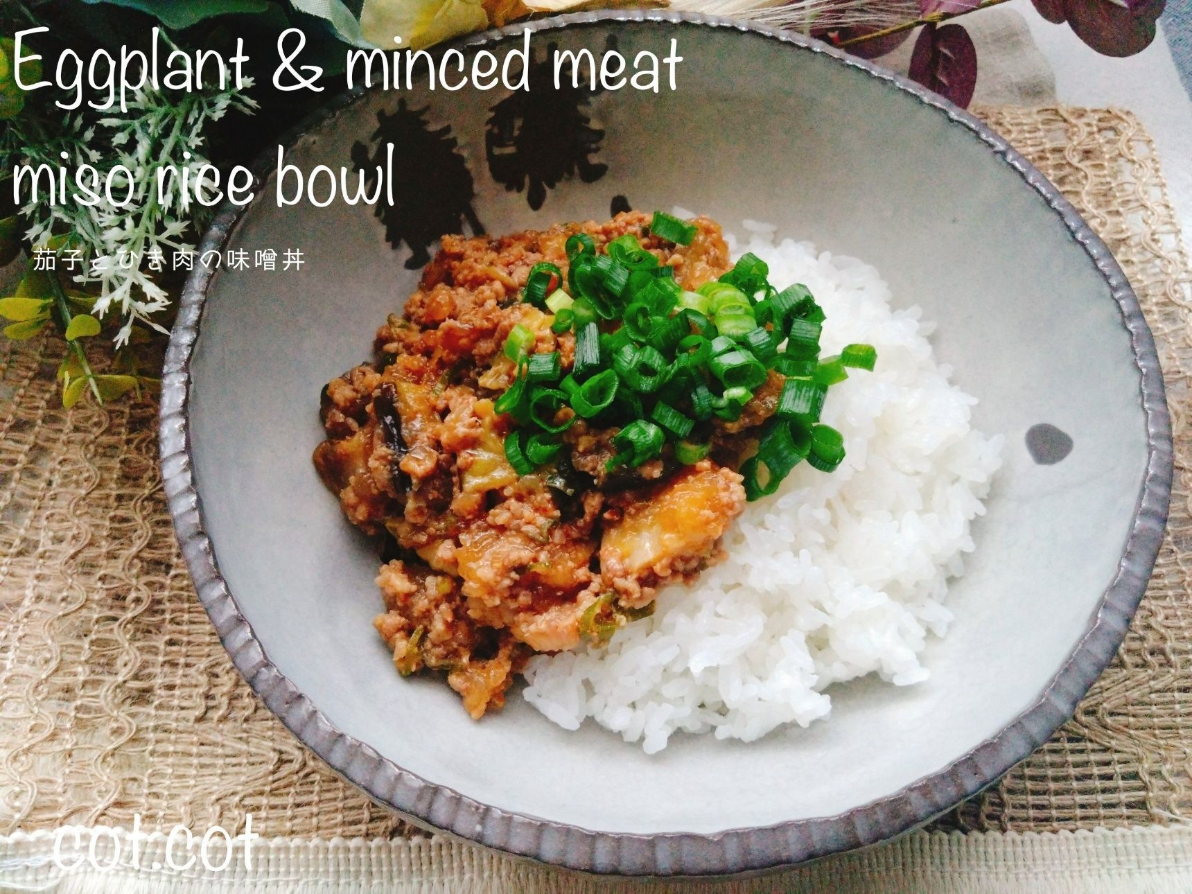 トロっと茄子とピリ辛でご飯進む！茄子とひき肉の味噌丼