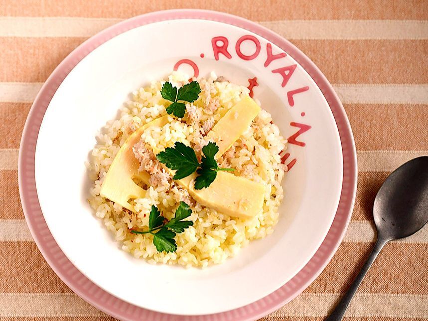 【カニとたけのこのパエリア】便利な野菜だし使用！