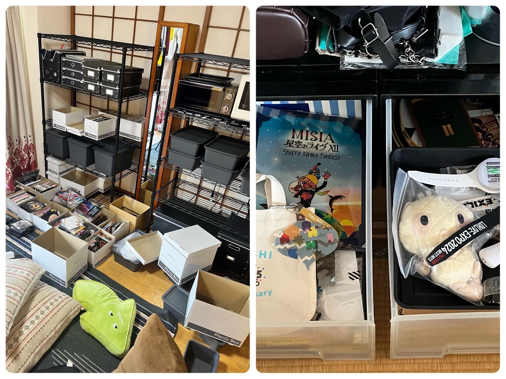 溢れ出たCD、DVD、推しグッズ