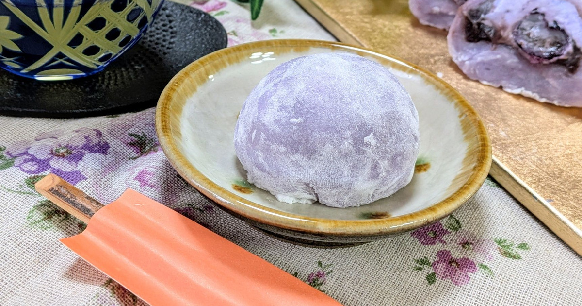 紫陽花】切り餅で作るブルーベリーの生クリーム大福｜料理のレシピや 