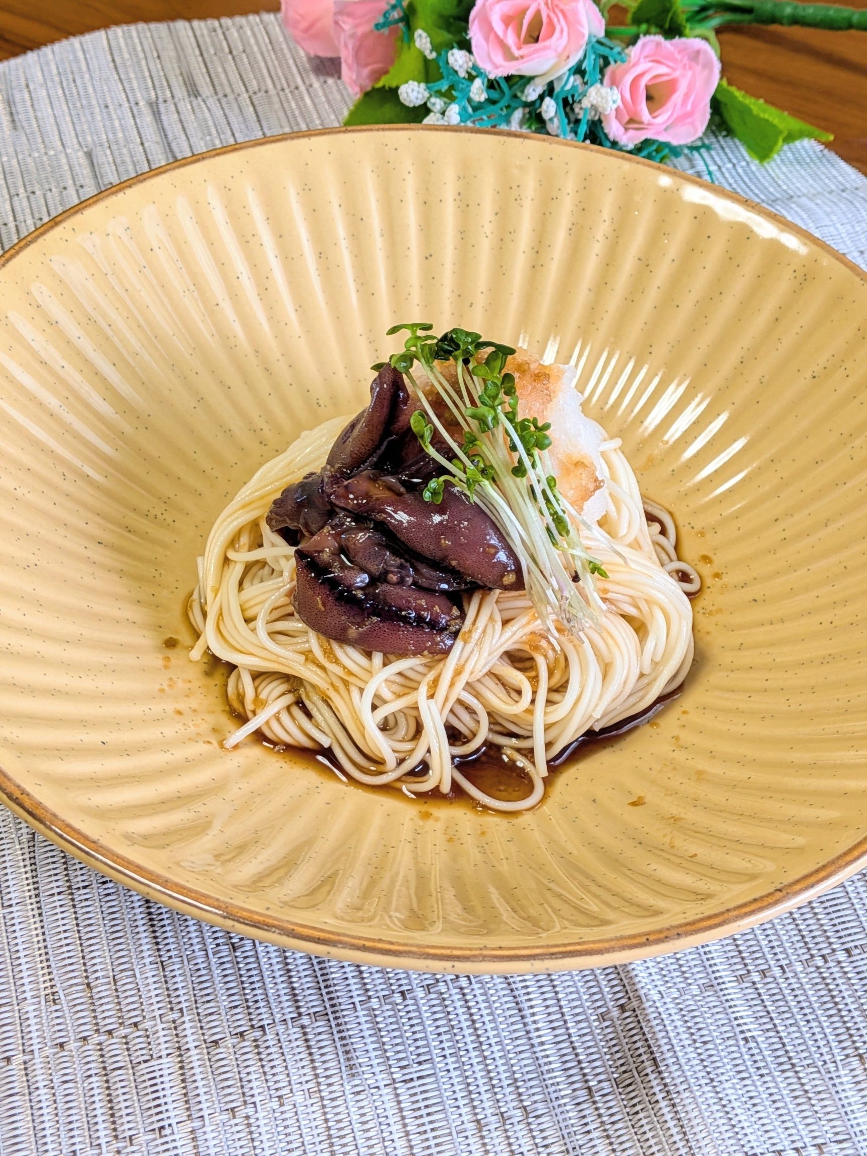 ほたるいかのさっぱり柚子胡椒素麺