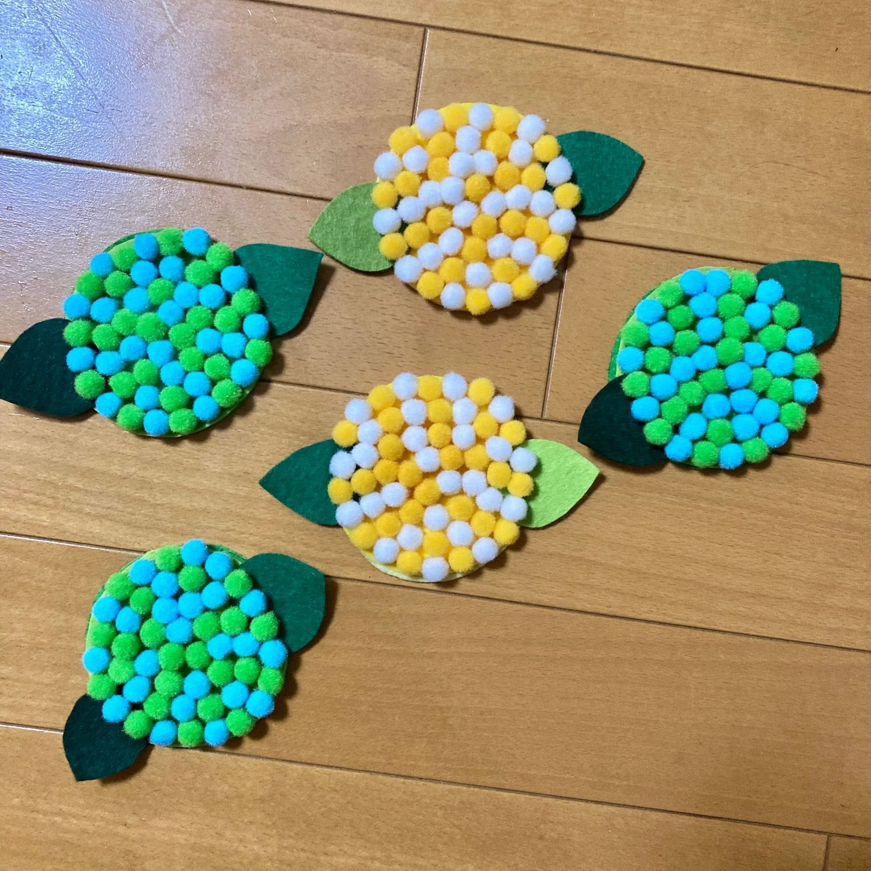 黄緑や、黄色の紫陽花も作ってみました！