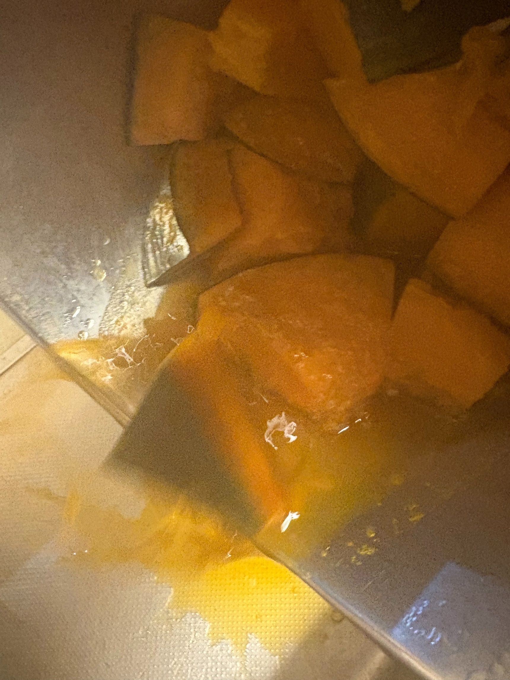 私のかぼちゃは柔らかく煮えたら煮汁を捨ててしまいます！