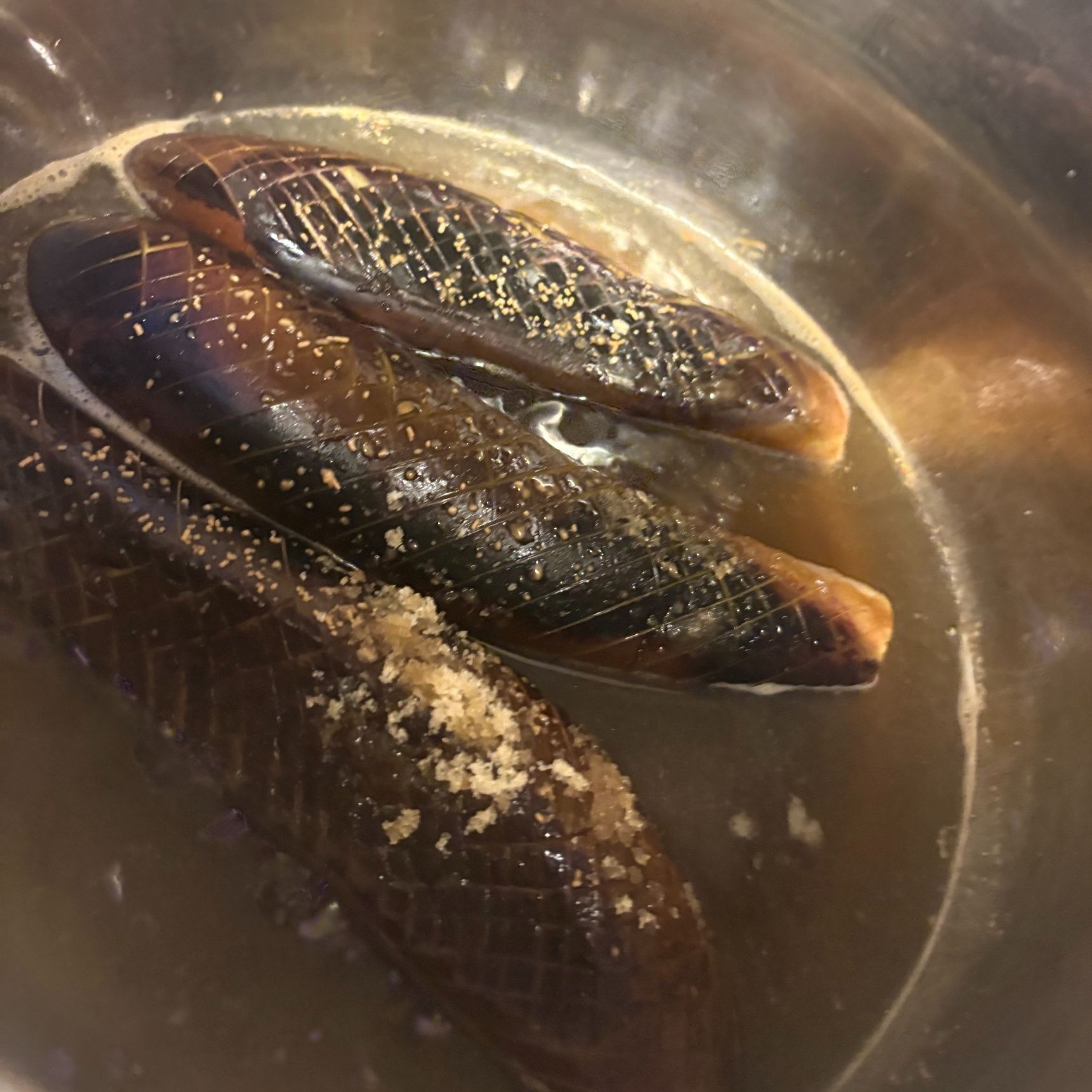 砂糖、醤油、みりん、粉末出汁の素で味付けをしました。