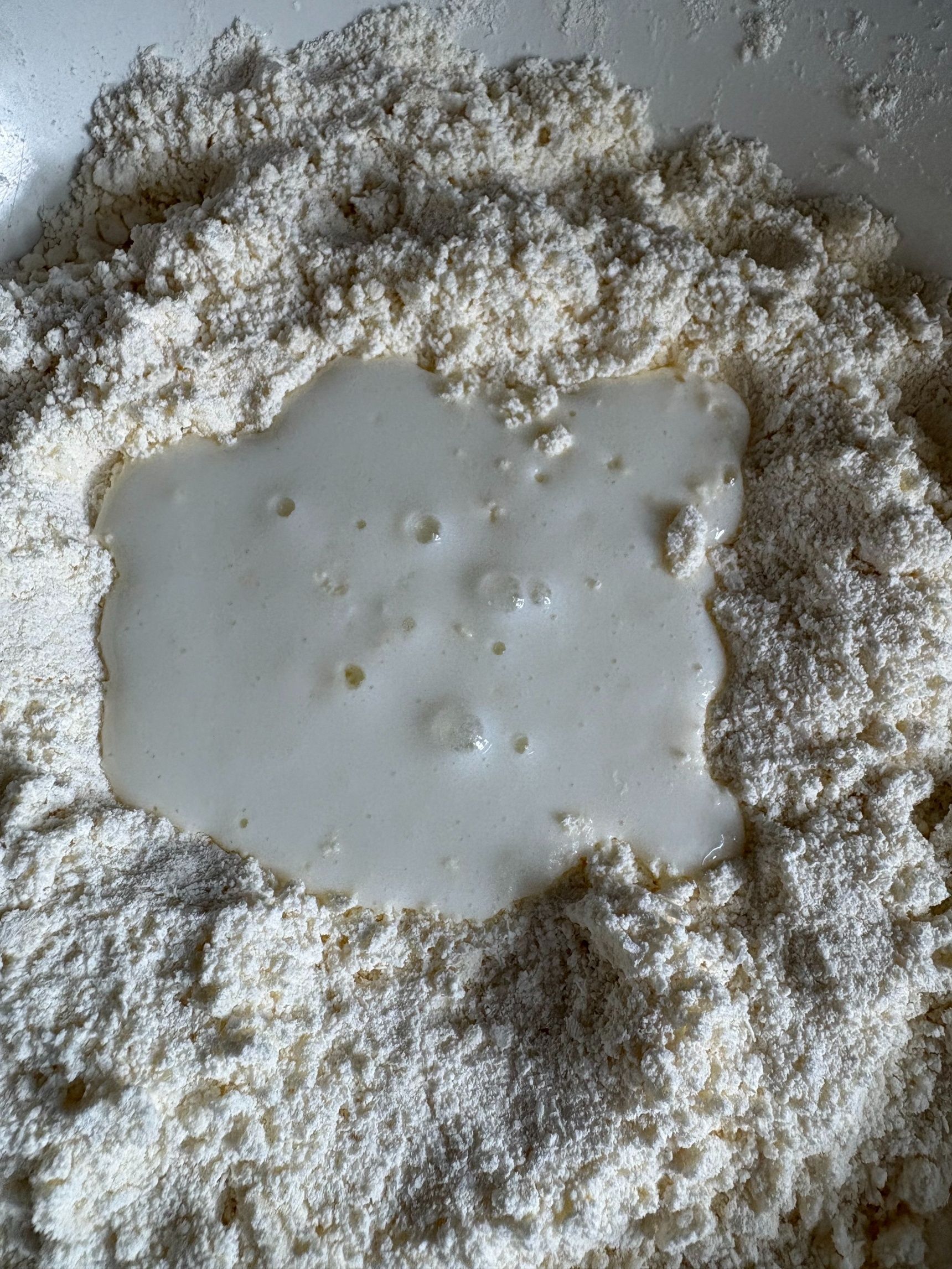 真ん中に凹みを作ってヨーグルトを入れます。