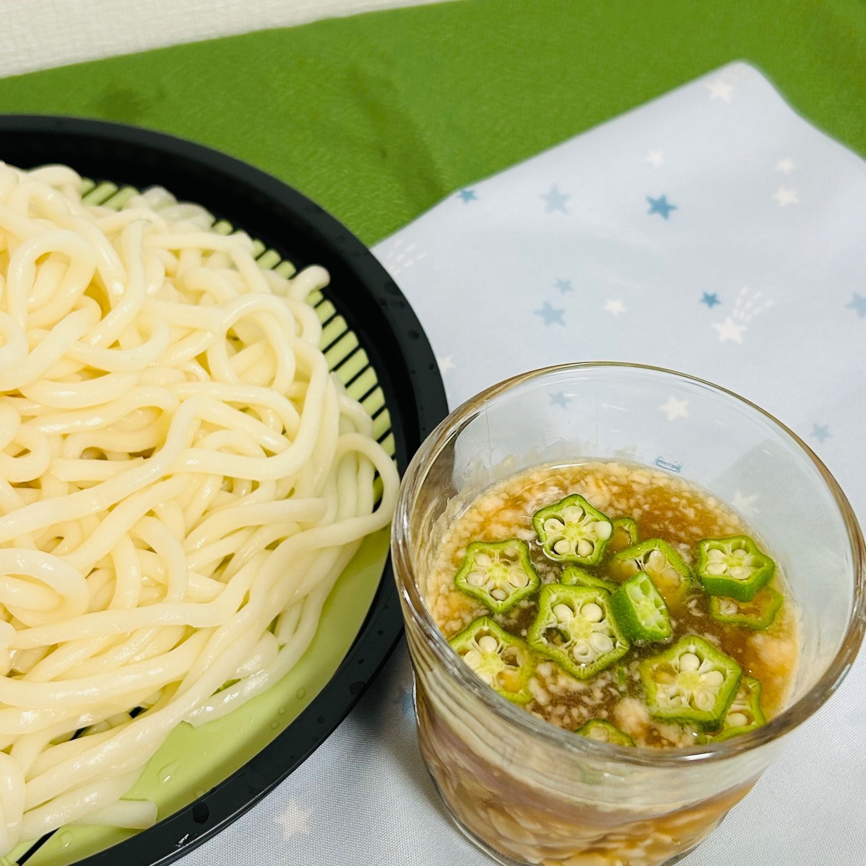②ねばねばオクラ納豆麺つゆ