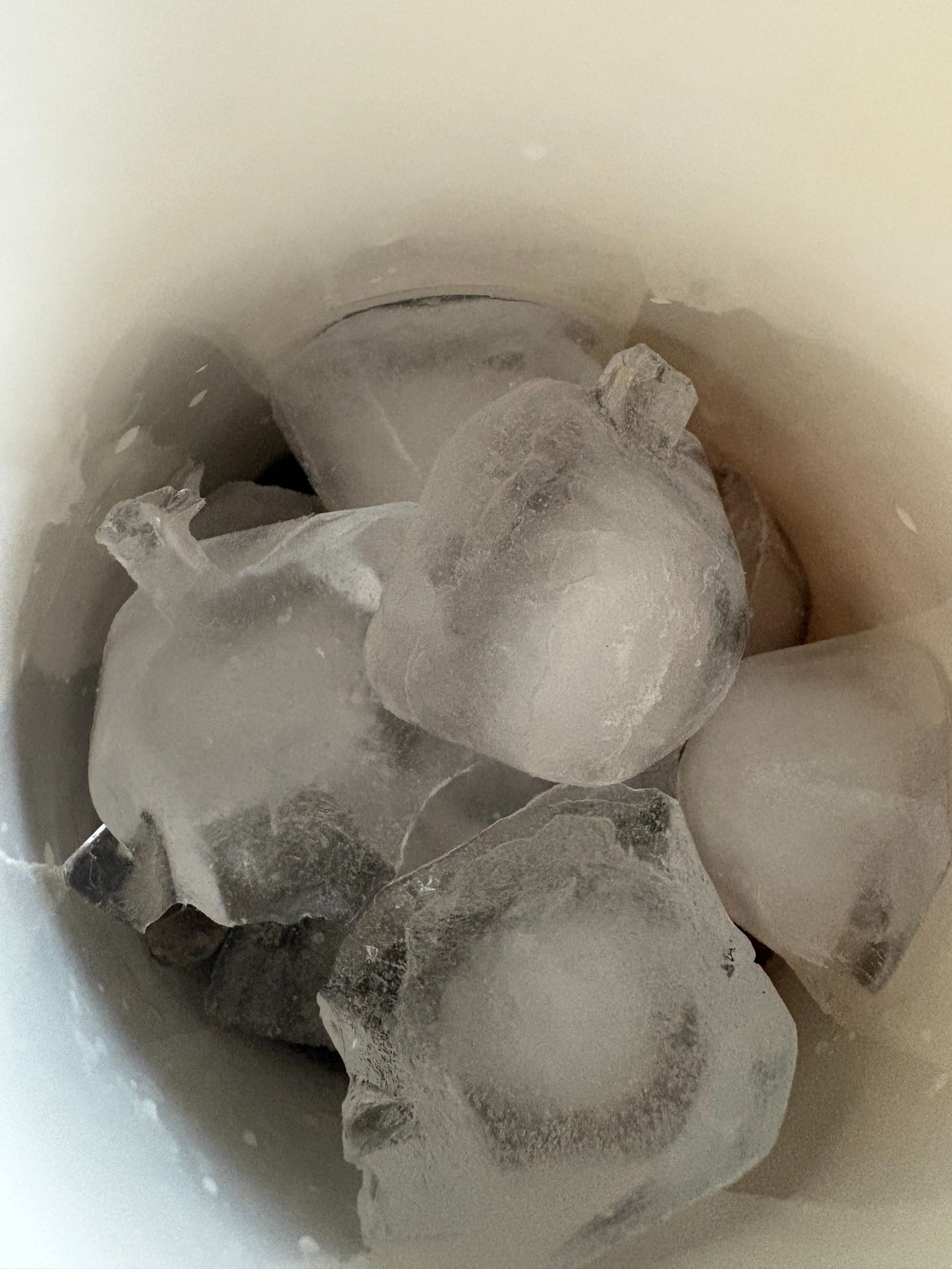 上に氷をどっさり入れて放置。麺を茹で始めます。