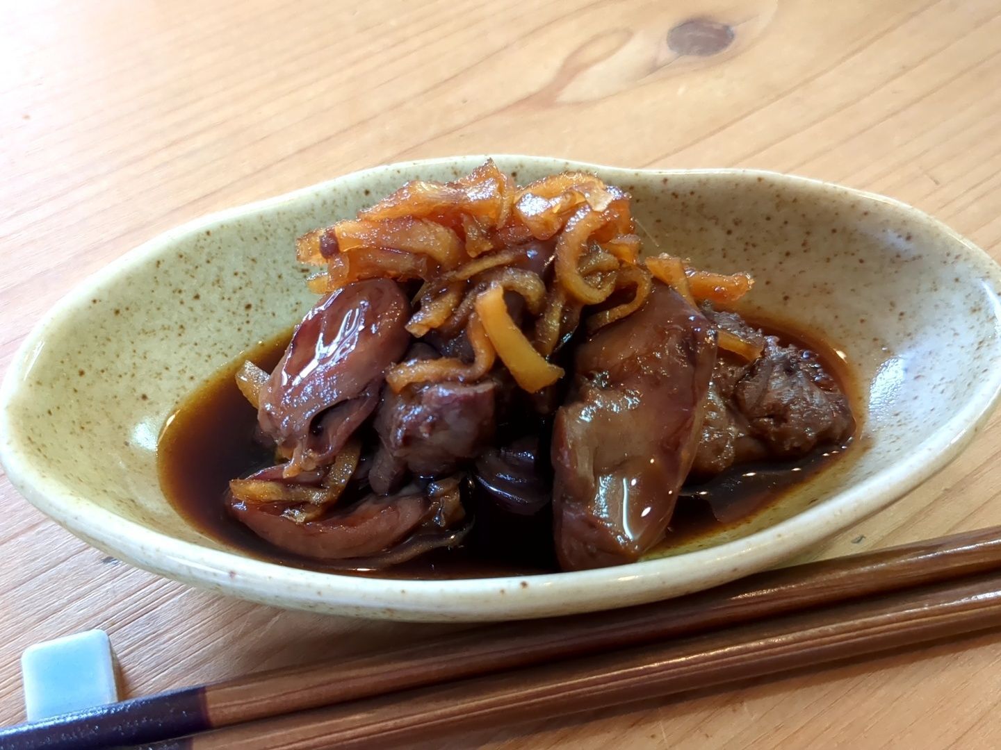 【鳥モツで旦那とおつまみ対決してみました！】　鉄分たっぷり鳥モツ煮