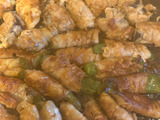 ピーマンと冷凍揚げナスのバラ肉巻き生姜焼き！