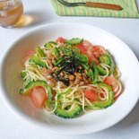 ゴーヤのカレー納豆冷製パスタ