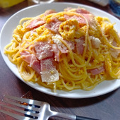 ママの優しい味！電子レンジdeたまごベーコンスパゲティー！