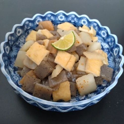 うす揚げ、長芋、こんにゃくの甘辛炒め