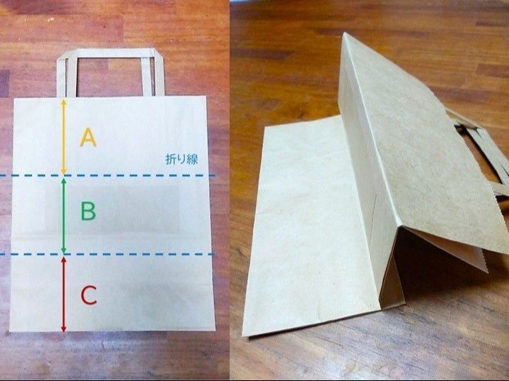 STEP1:3つ折りにして折り目をつける