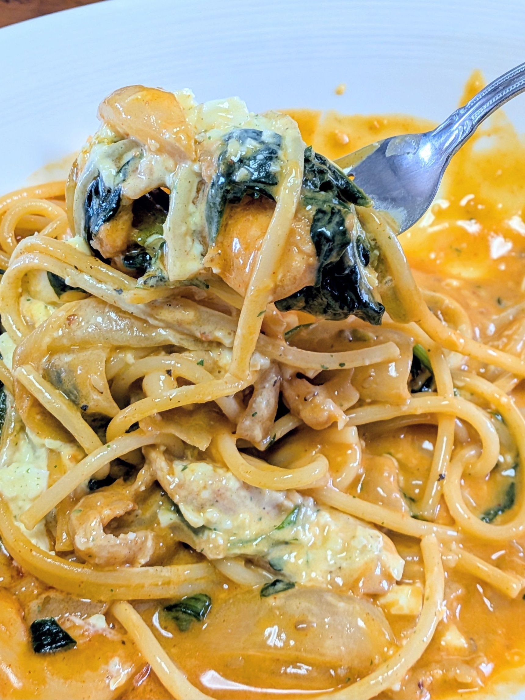 【完成】スパゲッティとタルタルソースを合わせながら召し上がってください。