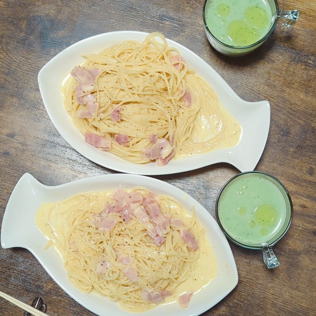 ヨーグルトのカルボナーラ風パスタ