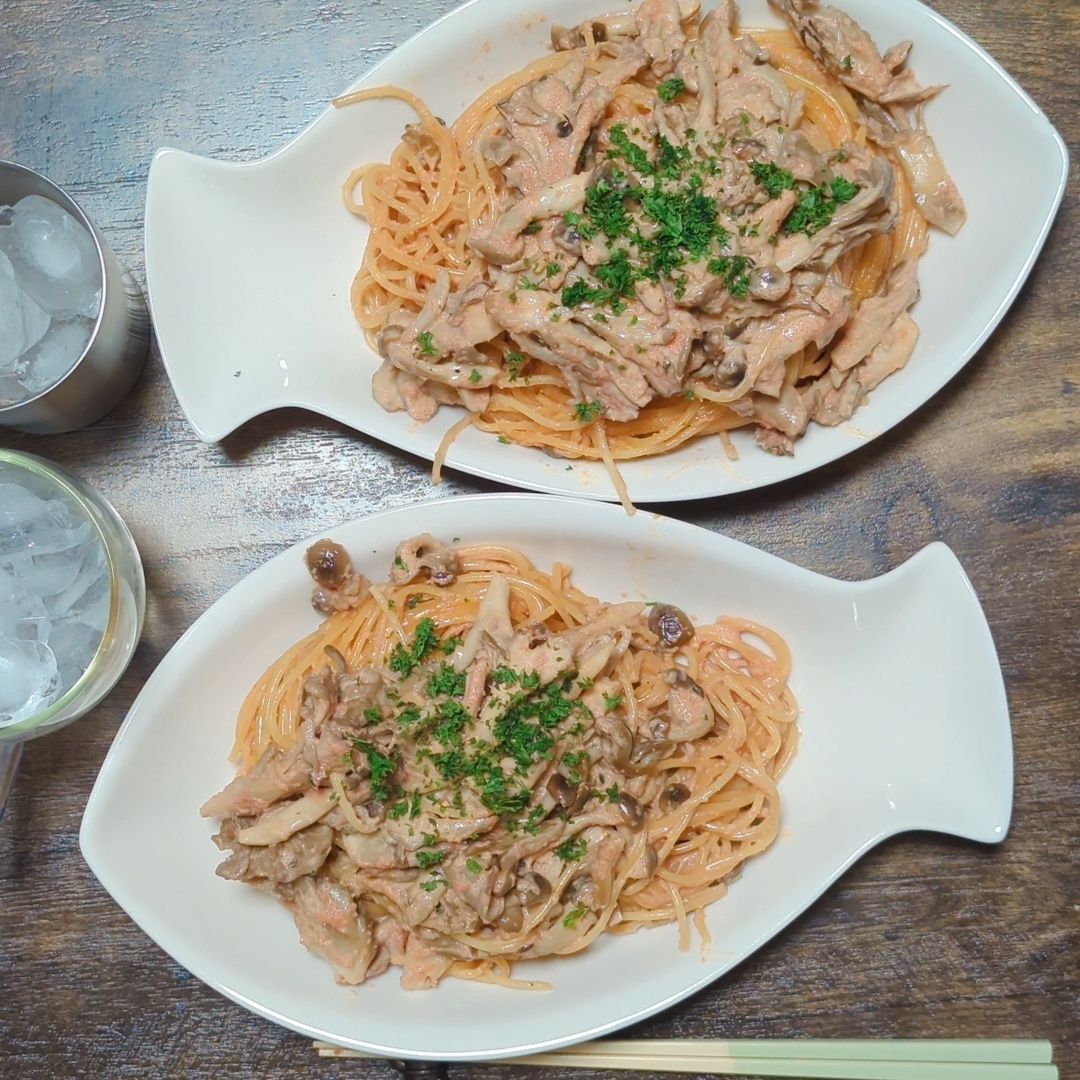 トマトクリームたらこパスタ