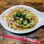 なすと青じそ、ベーコンのスパゲッティ