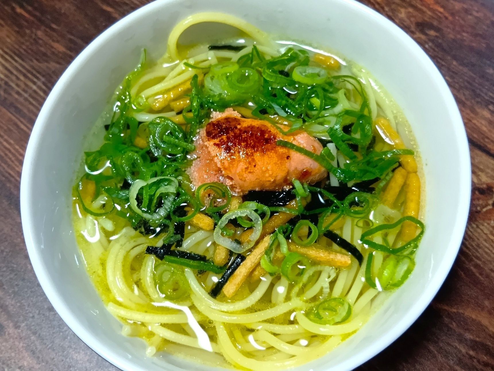 作り置き冷凍パスタを使って！爆速！めちゃ簡単！焼き辛子明太子のお茶漬け風スパゲティー！