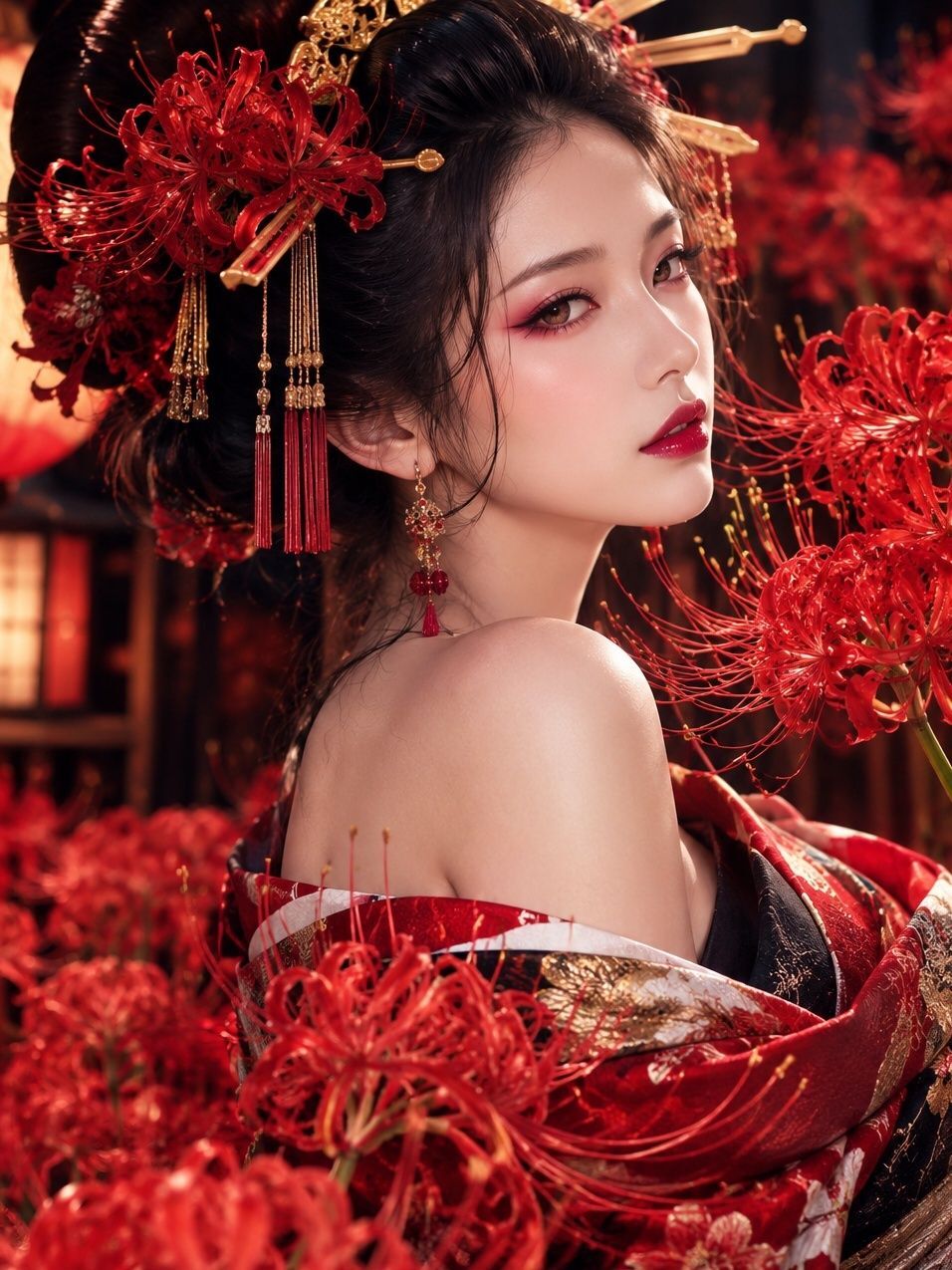 赤くて、花魁みたいな妖艶な感じの、魅力のある個性的なお花～！