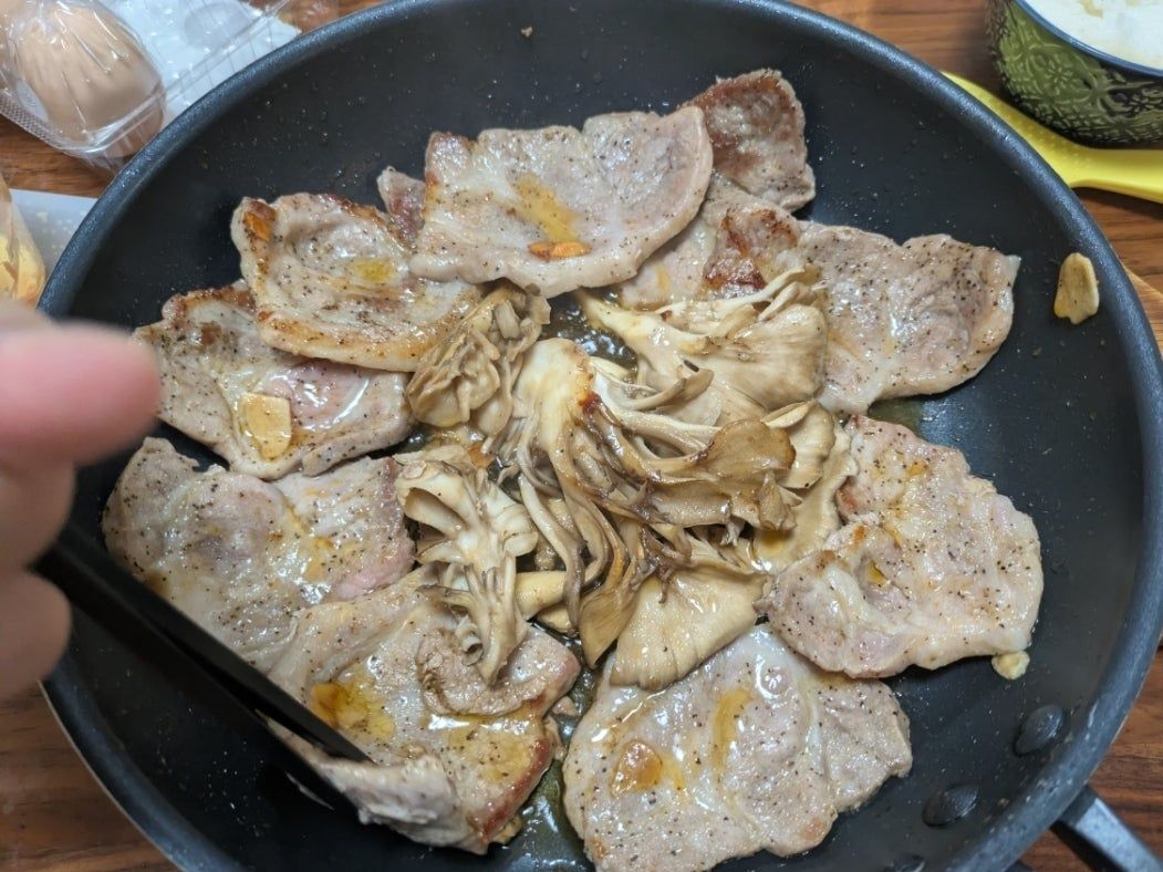 この日のメインは、豚ステーキでした！