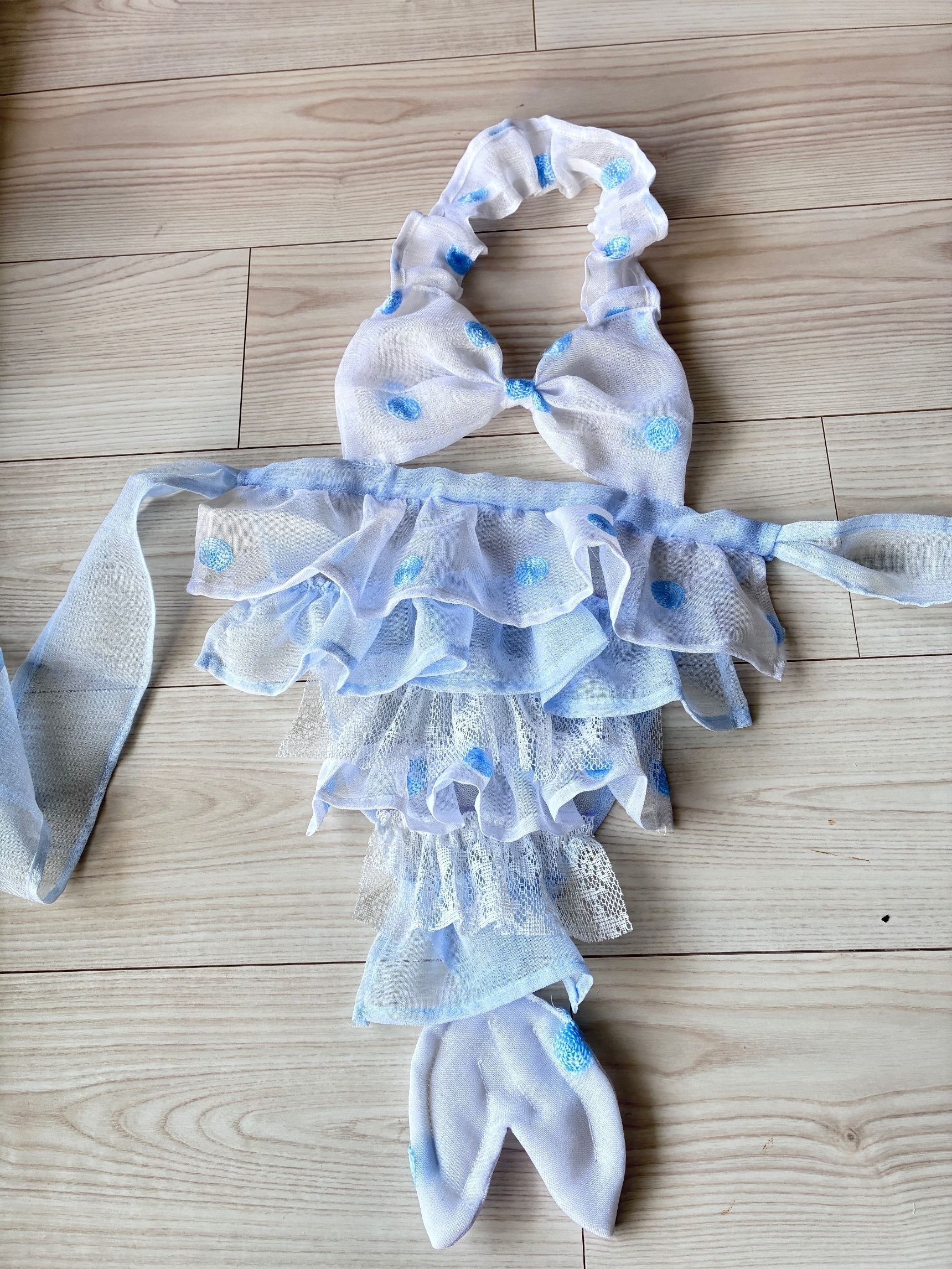 100均カフェカーテンde人魚のエプロン作りました！かわいい〜！