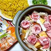 西郷どんへの感謝と敬意を込めて！バラ（薔薇＆バラ肉）の豚肉が花咲く「ツンへのプレゼント（骨）入り鍋」